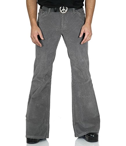 Comycom Herren 70er Cord Schlaghose Star Hellgrau 36/34