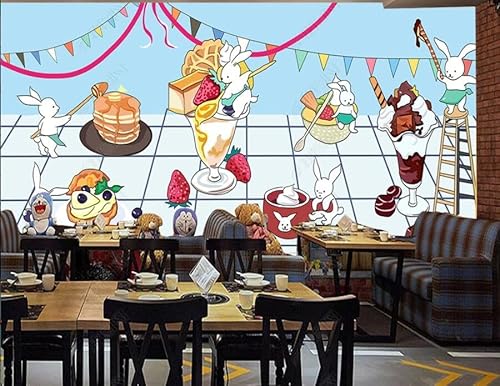 tyujlkjddlf Tapete Wandbild 3D Benutzerdefinierte Kaltgetränk-Dessertladen-Kaffeehaus-Hintergrundwand-450Cmx300Cm