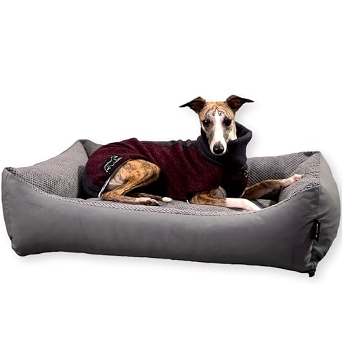 4L Textil OTTO Kuscheliges Hundebett Bezug abnehmbar und waschbar Hundekorb mittelgroße Hunde Hundekissen flauschig Hundekörbchen Hundesofa (60x40 cm, Dots 03)