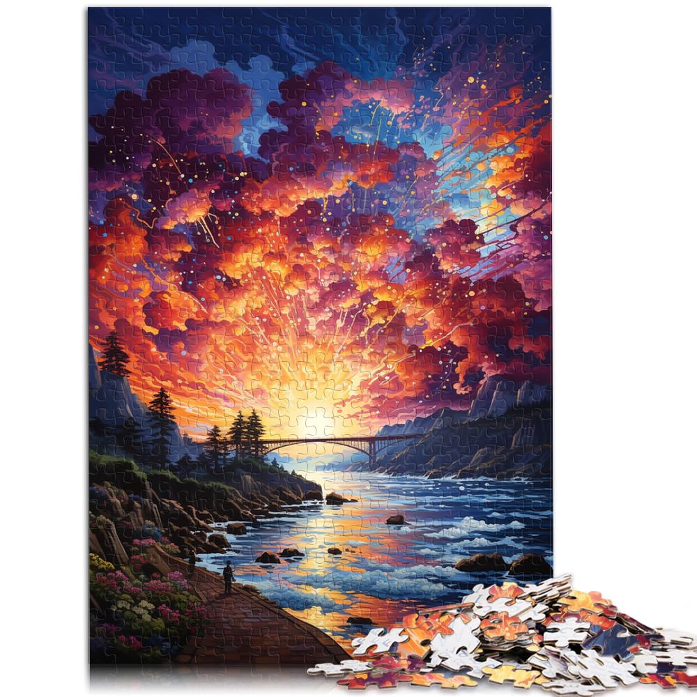 Puzzles Geschenke Spielzeug Bunte Ozeanbrücken-Malerei Puzzles für Erwachsene 1000-teiliges Holzpuzzle Familienunterhaltungsspielzeug 1000 Stück (50x75cm)