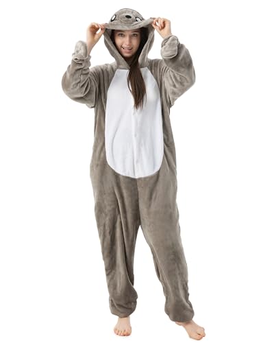 Katara 1744 - Seerobbe Kostüm-Anzug Onesie/Jumpsuit Einteiler Body für Erwachsene Damen Herren als Pyjama oder Schlafanzug Unisex - viele Verschiedene Tiere