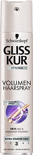 Gliss Kur Haarspray Ultimate Volume (6 x 250 ml), Volumen Haarspray mit UV-Schutz und 48 h extra starkem Halt, für ein Haarstyling mit Push-Up-Effekt