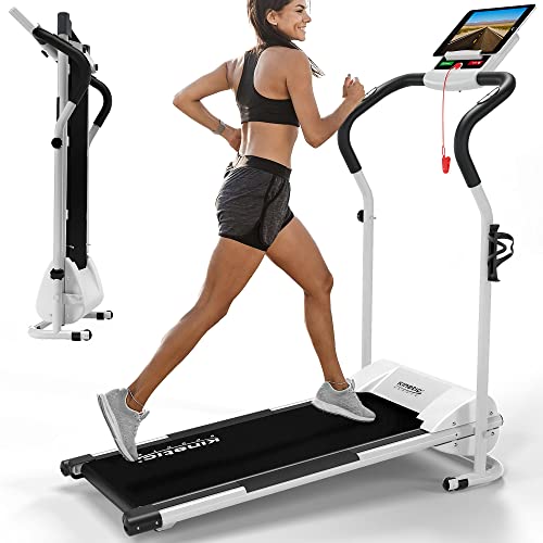 KINETIC SPORTS Elektrisches Laufband KST2500FX - Klappbarer Heimtrainer für Zuhause bis 10 km/h, mit LCD-Anzeige, Tablet Holder, Kompaktes Laufband Walking Pad für Zuhause und Büro