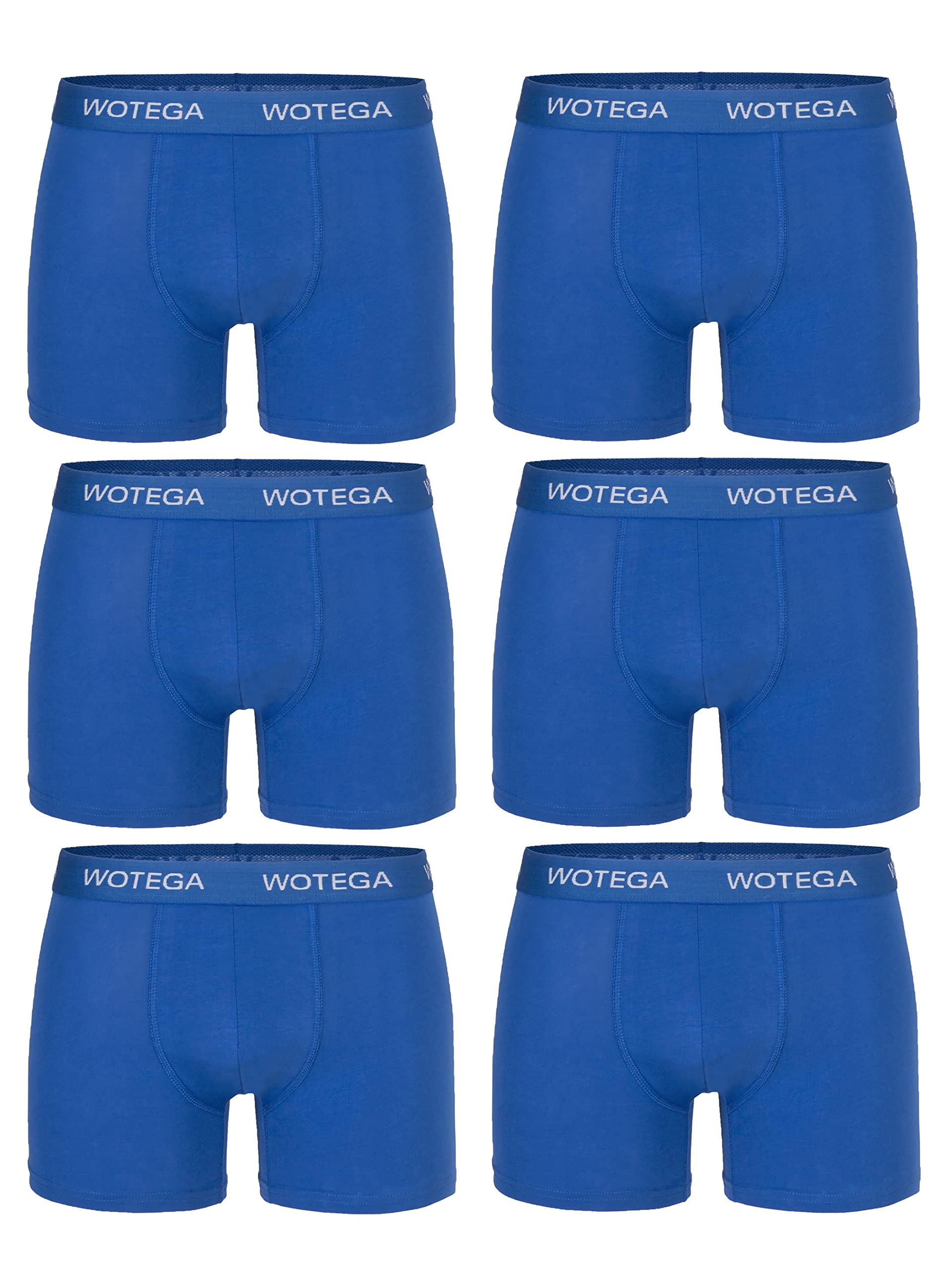 WOTEGA Joe - Unterhosen Männer Baumwolle 6er Pack - Basic Boxershorts Herren - Stretch Unterhose - Unterwäsche Set, Blau (Strong Blue 184051), M