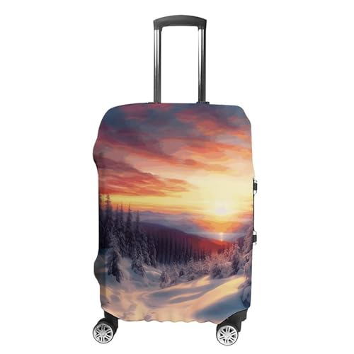 CSGJMYGS Reisegepäckabdeckung, elastisch, waschbar, modisch, kratzfest, Gothic-Rosen, Koffer-Schutz, passend für 45,7 - 81,3 cm Gepäck, Winterlandschaft Schnee Sonnenuntergang, XL