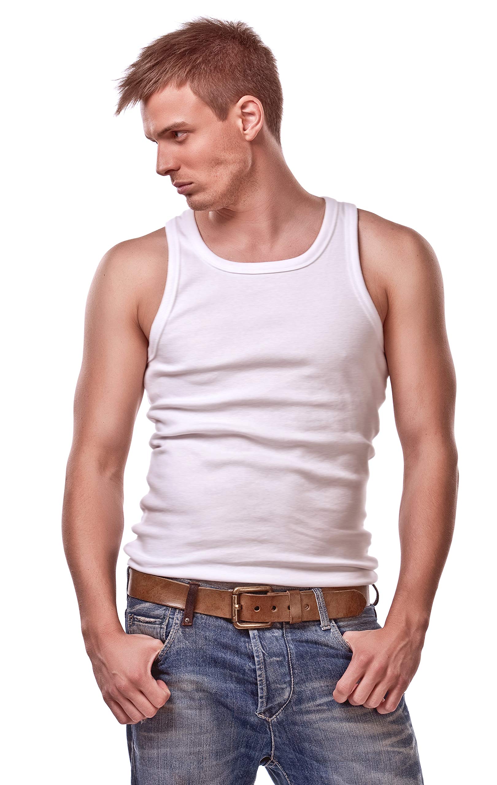 Cocain underwear 4 Herren Unterhemden Achselhemd 100% Baumwolle weiß Feinripp Gr. 7/XL Kochfest Trocknergeeignet