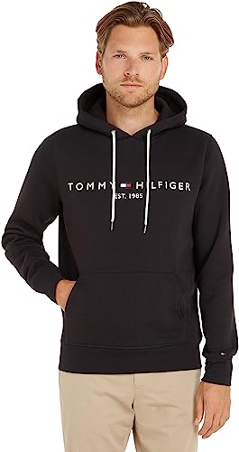 TOMMY HILFIGER Herren Tommy Logo Hoody Sweatshirt, Grau (Silver Fog Heather P9w), Large (Herstellergröße:L)