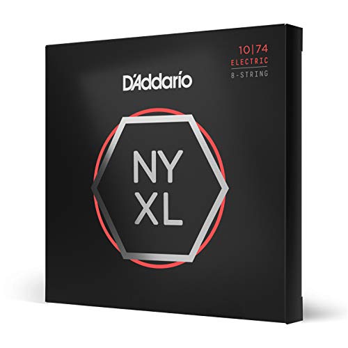 D'Addario NYXL1074 Nickel Wound 8-Saiter E-Gitarre Saitensatz, Light Top/Heavy Bottom, 10-74