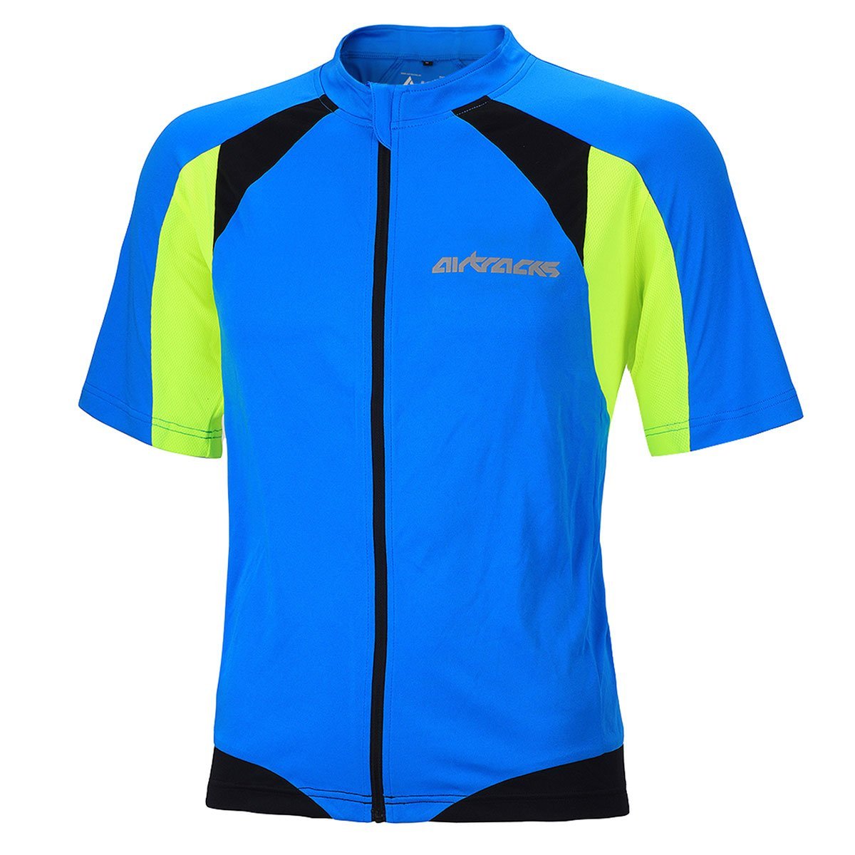 Airtracks Herren Fahrradtrikot Kurzarm PRO T Radtrikot Jersey Bike Radler Shirt Atmungsaktiv Schnelltrocknend Reflektierend Größen XS S M XL XXL XXXL XXXXL - blau-neon - S