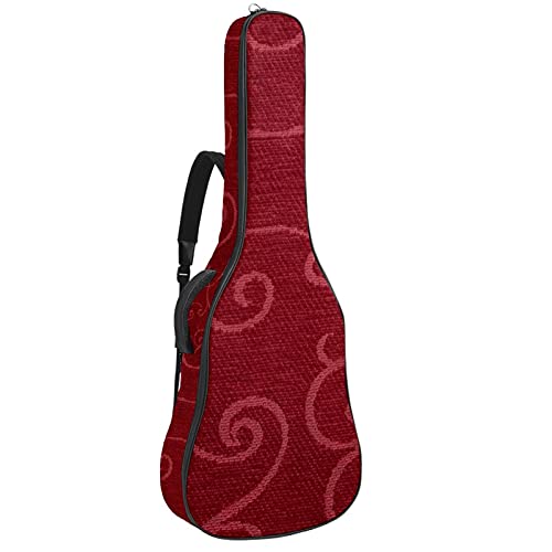 Tasche für Akustikgitarre mit mehreren Taschen Dicke Polsterung Wasserdichter Gitarrenkoffer Gig Bag 108,9 x 42,9 x 11,9 cm (Rot)