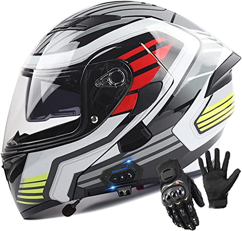 Klapphelme Modularer Helm Mit Bluetooth-Headset Und Dual Visier Motorradhelm,DOT ECE Genehmigt Integralhelm Helm Motorradhelm Atmungsaktiv Und Warm Für Erwachsene Männer Women