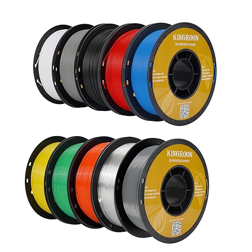 Kingroon PLA 3D-Drucker-Filament, 3D-Drucker-Filament, 10 Rollen: Schwarz, Weiß, Grau, Rot, Blau, Grün, Orange, Transparent, Silbergelb, PLA, 1,75 mm PLA-Maßgenauigkeit +/- 0,03 mm, 10 kg Spule…