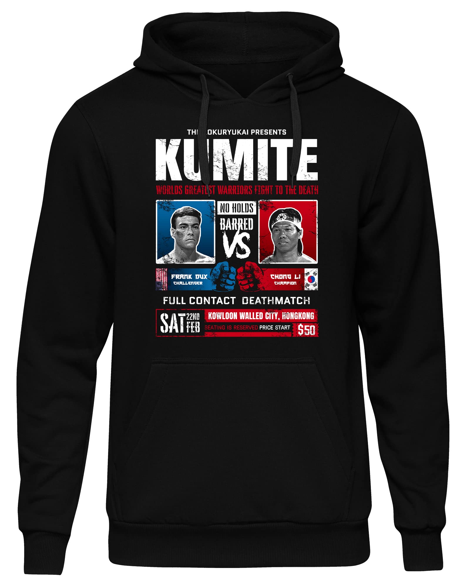 Uglyshirt Kumite Herren Kapuzenpullover | Frannk Dux Bloodsport Muay Thai | M6 Schwarz (M)