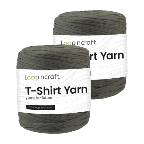 Textilgarn 2er-Set, Erdige Rinde, Loopncraft, 2 X 750g, T-Shirt Yarn, Recyling Garn