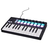 USB-Tastatur-Controller, 25 Tasten, 16 Hintergrundbeleuchtung, Schlagzeug-Pad, Geschwindigkeiten, empfindliches Keybed Beating Pad, LED-Display