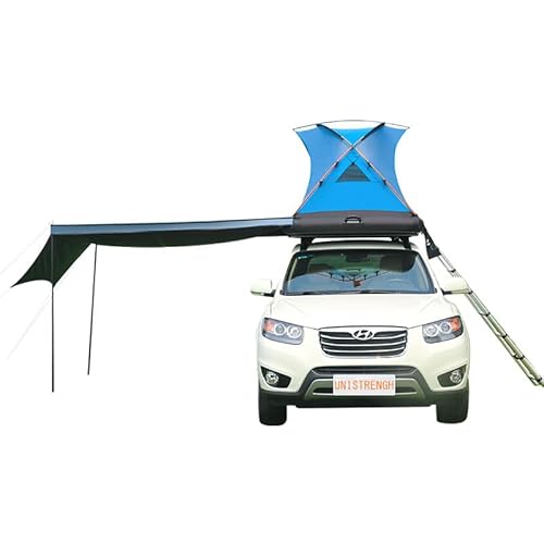 Auto Vorzelt Camping, Aufblasbares Autodachzelt for 2 Personen, einfach aufzubauen, großes Outdoor-Glamping-Campingzelt for SUV, LKW und universelles selbstfahrendes Touringauto(Blue with 90° Awning)