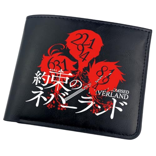 RYNDEX The Promis-ed Neverla-nd Anime Geldbörse, Kunstleder Kartenetui Geldtasche mit Münzfach, PU-Leder Geldbörse Brieftasche Wallet, für Männer Geschenke(Color:Black 3)