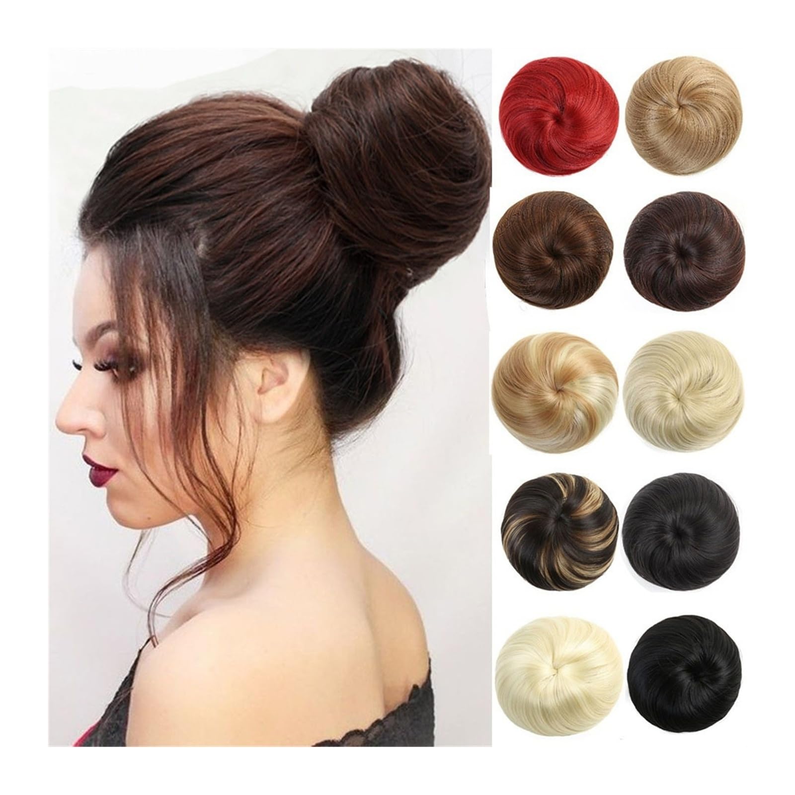 Haarteil Synthetischer Haarknoten, gerader Chignon for Frauen und Mädchen, Clip-in-Haarschwanzverlängerung, Haarteil, Kordelzug, Ballett-Haarknoten, Pferdeschwanz-Verlängerung Haarverlängerung(106)