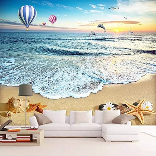 Strand Seaside Scenery Feuer Ballon Muschel 3D Tapeten Wanddekoration Fototapete Sofas Wohnzimmer Wandbild Schlafzimmer-400cm×280cm