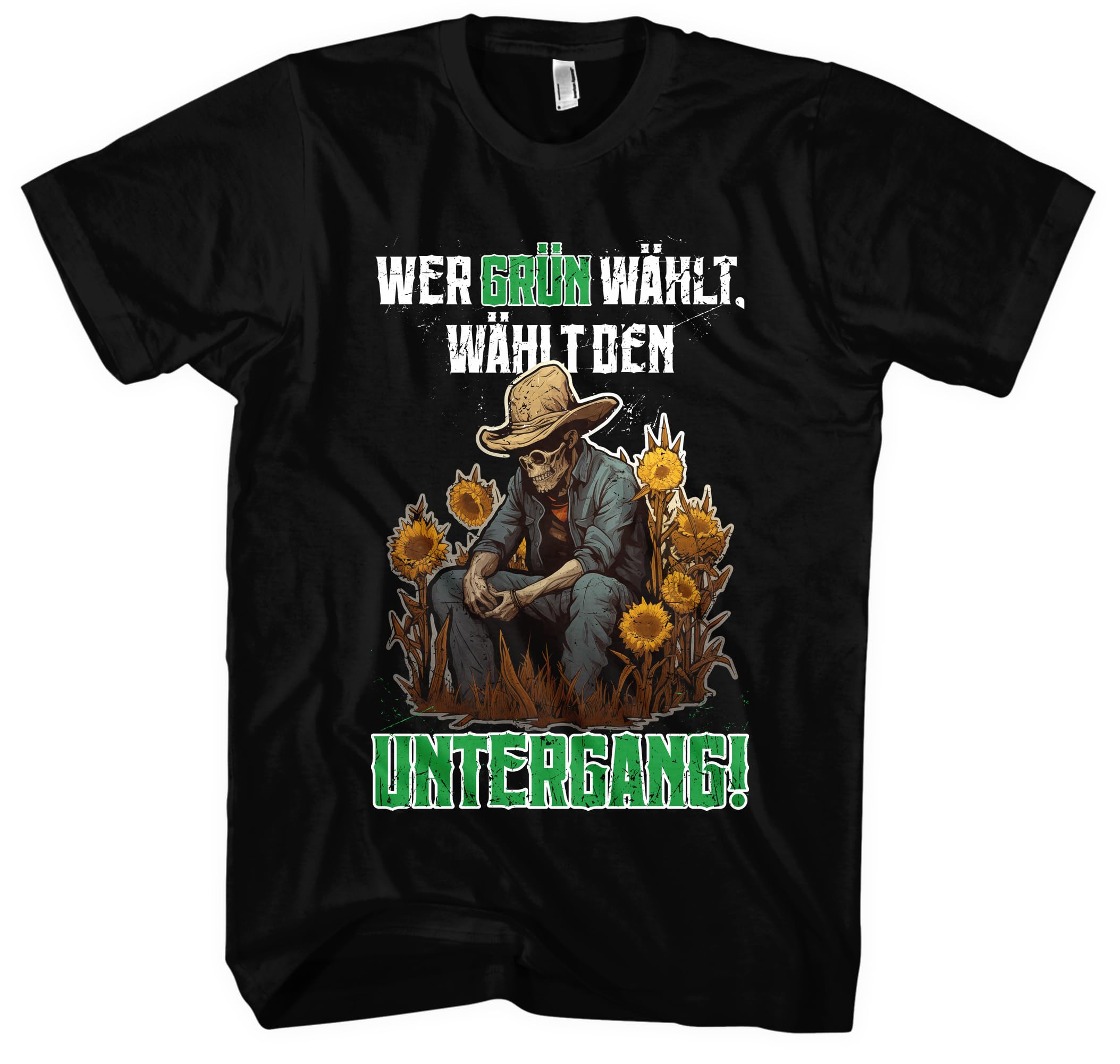 Wer Grün wählt Herren T-Shirt | Anti Grün Shirt Demo Shirt Widerstand Tshirt Fuck Grün Politik Anti Klimaaktivist | M1 Schwarz (3XL)