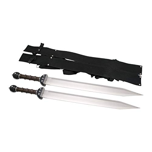 Amont Set mit Zwei Gladius S0195 Schwertern, inklusive Nylonholster und Riemen, Gesamtgröße 65 cm, Stahlklinge