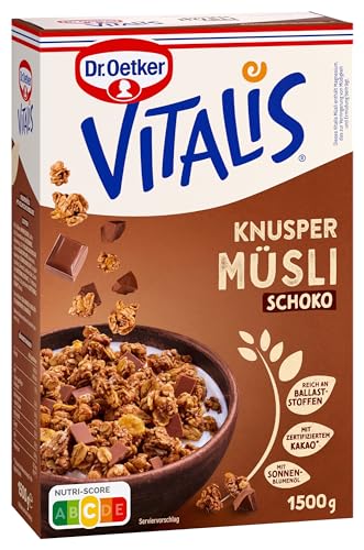 Dr. Oetker Vitalis Knuspermüsli Schoko: Großpackung Knuspermüsli mit Vollmilchschokolade, 4er Packung, (4 x 1,5kg)