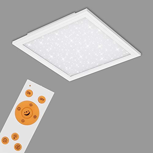 Briloner Leuchten - LED Panel, Deckenlampe inkl. Sternendekor, Deckenleuchte dimmbar, Farbtemperatursteuerung (CCT), inkl. Fernbedienung, 24 Watt, 2.400 Lumen, Weiß, 450x450x60mm (LxBxH), 7302-016