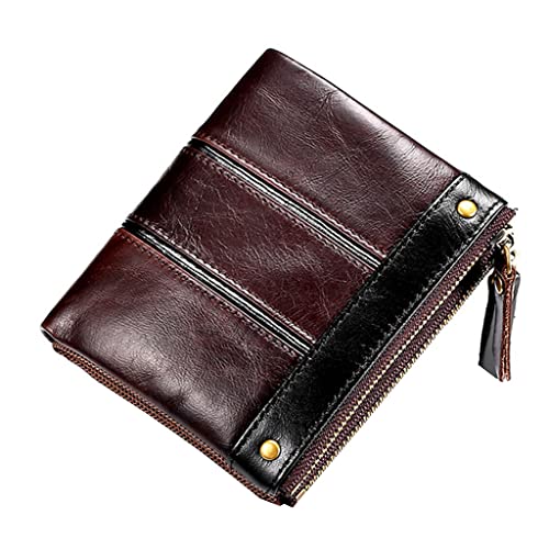 MEELYHOME Blocking Leather Bifold Wallet for Men with Coin Pocket Vintage Card Holder, dunkelbraun, 11*3*12cm