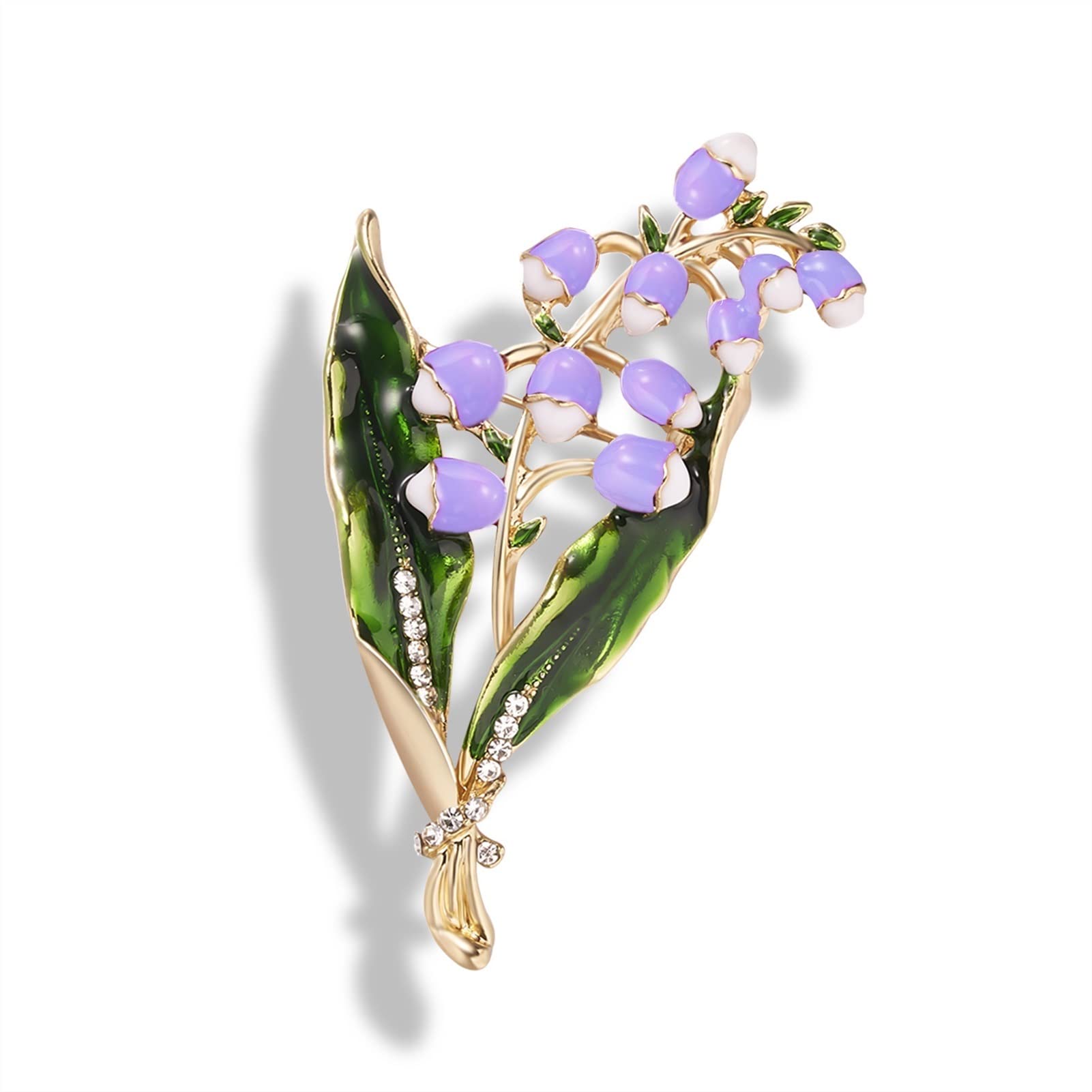 AIHEDOUJ Broschen für Damen, Elegante Strass-Magnolien-Blume, Emaille-Broschen, poliert, für Damen, Blumenstrauß, Hochzeit, Brosche, Pflanzenbrosche, modische Broschen (Metallfarbe: A)