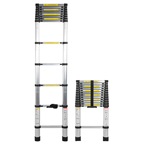 8 m/7 m/6,2 m/5 m/4,2 m/3,8 m/2,6 m hohe Teleskopleiter aus Aluminium, robuste, zusammenklappbare Teleskopleiter für Dächer, Wohnmobile, Dachböden, Häuser und Außenbereiche, Tragkraft 150 kg (Größe: