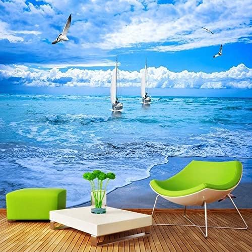 XLMING Dreidimensionaler Strand Meerlandschaft Natur Landschaft Malerei 3D Tapeten Home Esszimmer Sofa Schlafzimmer Wohnzimmer TV Hintergrund-350cm×256cm