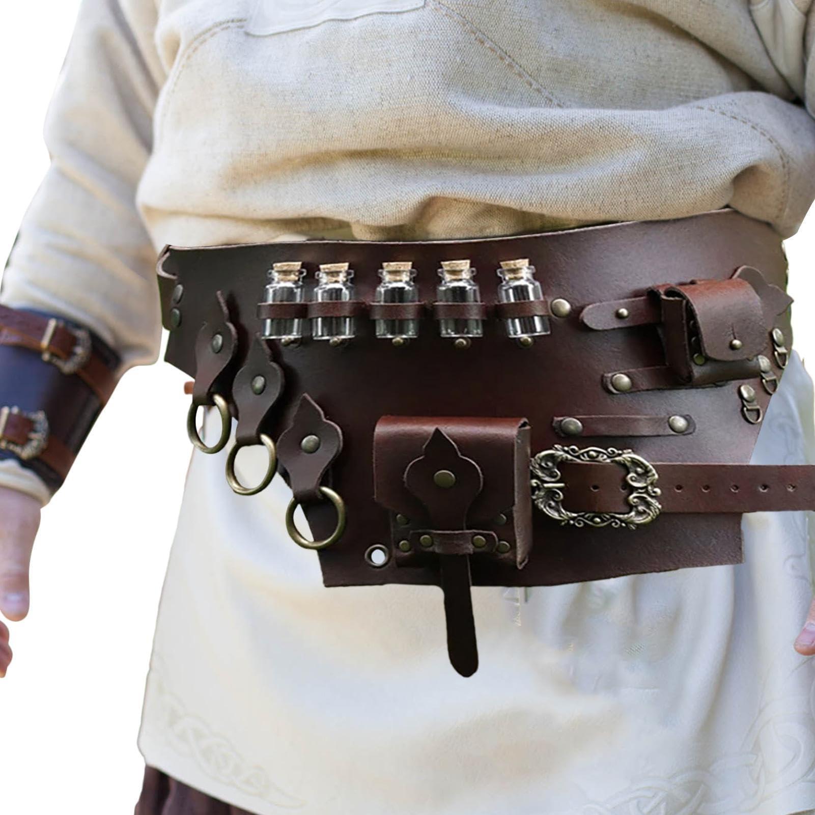 Steampunk-Tasche – bequemer und Trankflaschengürtel | Stil Mittelalterlicher Ritter Korsettgürtel mit verstellbarer Taille, Gürteltasche für Bühnenshow, Cosplay, , Halloween