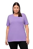 Ulla Popken Damen große Größen Übergrößen Plus Size T-Shirt, A-Linie, Rundhalsausschnitt, Halbarm blaues Flieder 50+ 807264811-50+