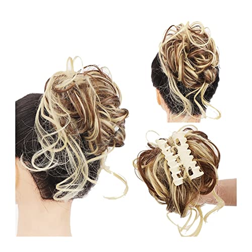 Bun Haarteile Erweiterung Messy Claw Clip Chignon Haarknoten Lockige Perücke Synthetische lockige gewellte Dutt Haarklammer in Dutt Messy Chignons Haarverlängerungen for Frauen Brötchen-Haarteil (Col