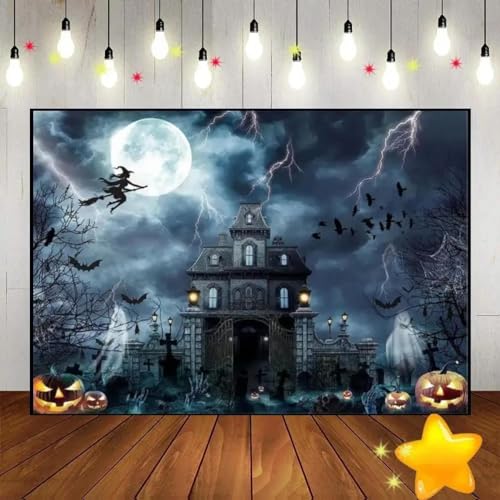 Halloween Kobold Geburtstag Dekoration Vollmond Kust Hintergrund Kürbis Laterne Foto Banner Fotografie Hintergründe Fledermaus Fledermaus 240X180cm