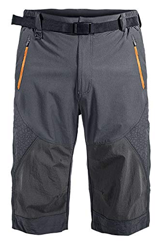 Mr.Stream 3/4-Hosen Elastischer Herren Hose Sports Wandern Kurz Shorts mit Reißverschlusstaschen X-Large Gray