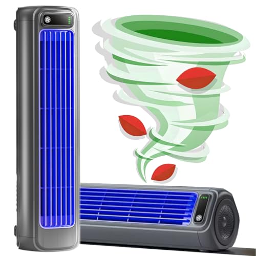 Outfany Cooling Ace - Tragbares Drahtlos Klimagerät Kühlventilator Ventilatorflügellos Leise mit 3 Geschwindigkeiten, Desktop-Turmlüfter Verdunstungskühler Klimaanlage Zimmer Luftkühler (grau)