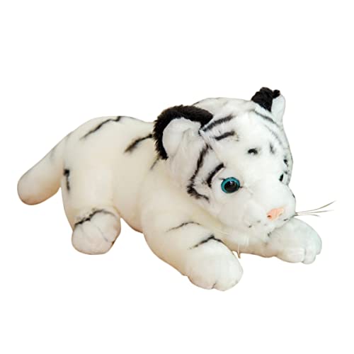 DANAIM Plüschtiger Stofftier, 17 Zoll Simulation Kleiner Weißer Tiger Plüschpuppe, Süßes Kuschelkissen, Nickerchen, Plüschtier, Weiches Geschenk for Jungen, Mädchen, Kinder(White,25cm)