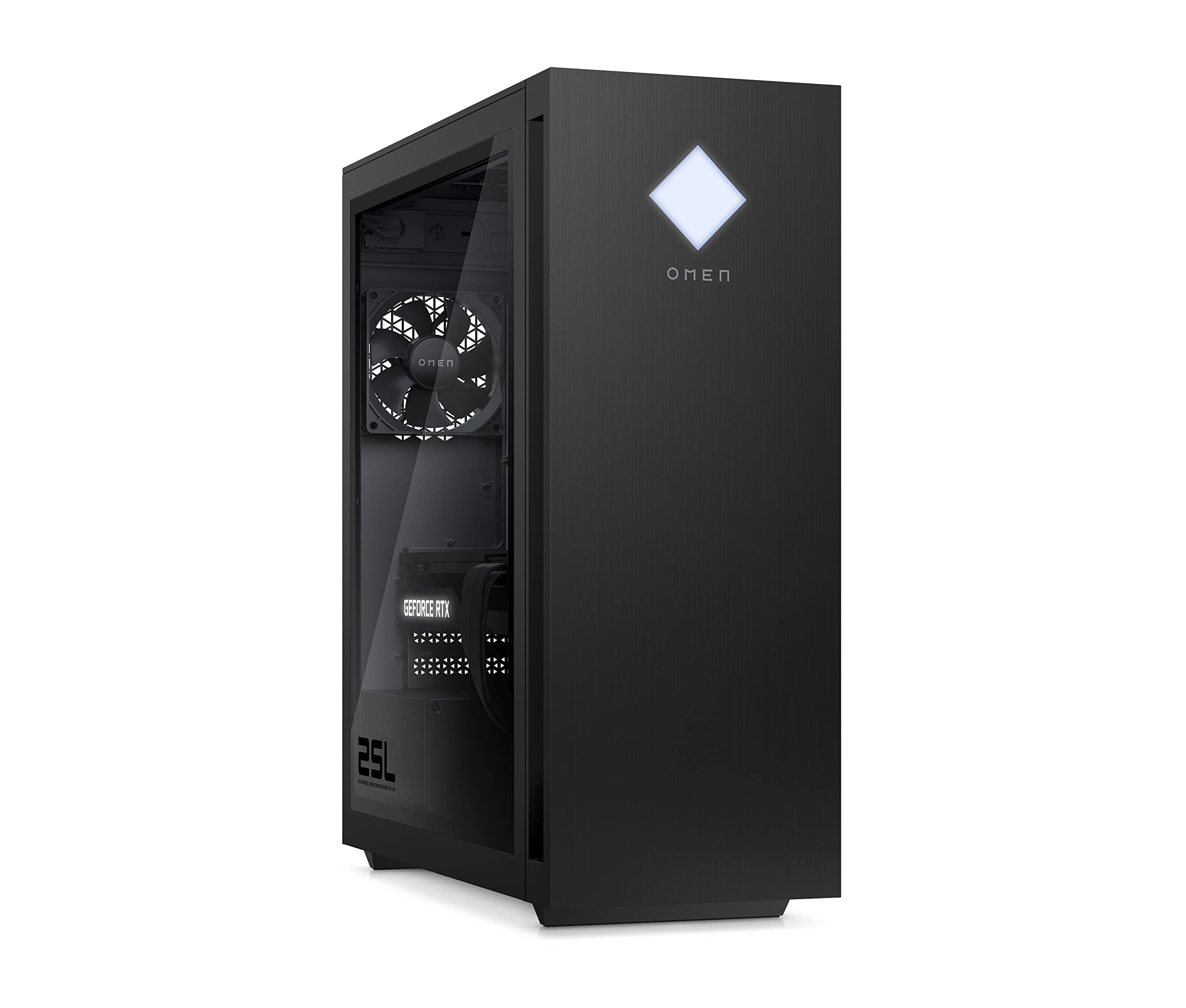 OMEN Gaming PC | Intel Core i7-12700F | 16 GB DDR4 RAM | 512 GB SSD + 1 TB HDD | NVIDIA GeForce RTX 3070 | Windows 11 Home | schwarz | Seitenfenster