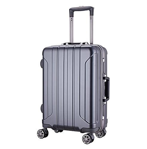 RUVOO Koffer Trolley Reisekoffer Trolley-Koffer Aus Aluminiumlegierung, Klassischer Koffer Mit Dicken Streifen, Tragbar, Langlebig Koffer Gepäck Rollkoffer (Color : E, Size : 20inch)