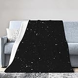 DMORJ Schwarze Glitzer-Flanell-Überwurfdecke: >> Bequeme und warme Decke für Bett, Sofa, Couch, Schlafzimmer, 203 x 152 cm