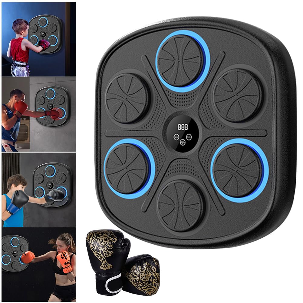 Asslye Smart Music Boxing Machine, Bluetooth Boxmaschine mit Musik Erwachsene Kinder, Elektronische Boxgerät mit Musik, Indoor Wand Music Boxing Training Machine mit Beleuchtung