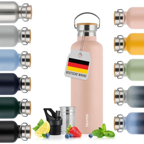 Blumtal Thermosflasche 1L - doppelwandige Trinkflasche 1L Edelstahl - Thermoflasche 1L BPA frei - Edelstahl Trinkflasche 1L - Teeflasche - Trinkflasche Thermo - Sportflasche 1000ml - Mellow Rose