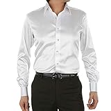 SOMTHRON Herren Mode Glänzt Regelmäßig Fit Seid Hemd Business 20 Farben, 3XL, Weiß