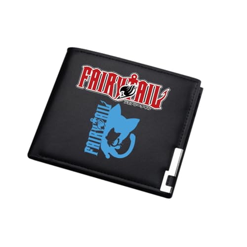 RYNDEX FAI-ry TA-il Wallet Anime, Jugend Karikatur Portemonnaie Klein, PU-Leder Geldbörse Brieftasche Wallet(Color:Black 15)