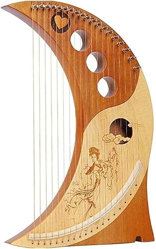 Harfe Instrument Lyre,Mahagoni Instrument Saiteninstrument,19 Lyre Harfe,Esign Der Mondharfen für Kinder Anfänger Erwachsene,Einfach Zu Bedienen