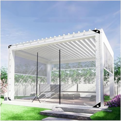 Transparente Planen-Seitenwände, PVC-Plane mit Reißverschluss, Trennvorhänge, transparente wasserdichte Planenvorhänge mit Ösen, Pergola, Terrasse, Veranda, Pavillon, Carport im Freien, H2,3