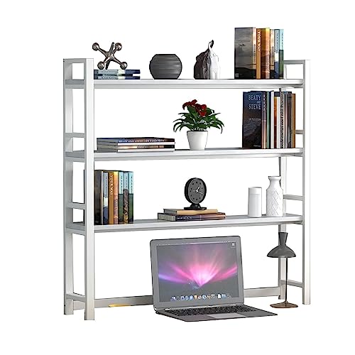 Schreibtisch-Bücherregal - Schreibtisch-Arbeitsplatten-Bücherregal, Schreibtisch-Bücherregal für Computertische, Mehrzweck-Arbeitsplatten-Ständer aus Massivholz, Schmiedeeisen-Aufbewahrungsbücherreg