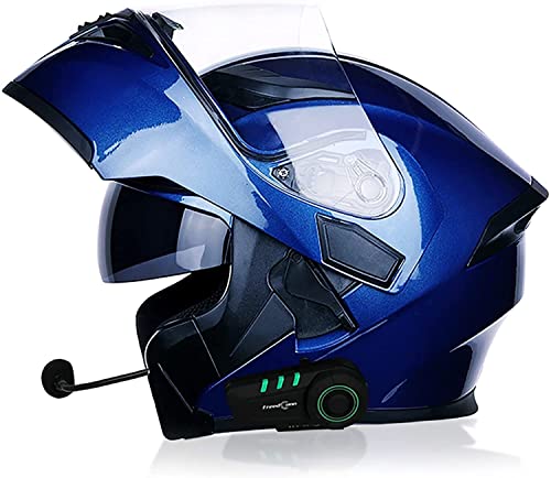 Motorradhelm-Bluetooth-Helm Motorrad Klapphelm Damen Und Herren,DOT/ECE Zertifiziert Motorradhelm Integralhelme Mit Doppelvisier,Integriert Mikrofon Für Automatische Reaktion