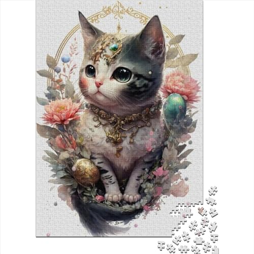 Fantasy-Katzen-Puzzle für Erwachsene und Jugendliche, 1000-teiliges Puzzle für Erwachsene und Jugendliche Menschen, entspannendes intellektuelles Lernspielzeug (Größe: 75 x 50 cm)